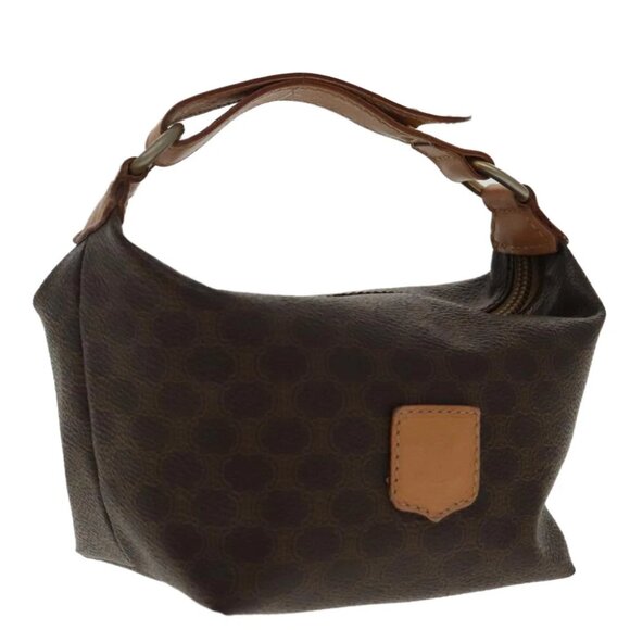 CELINE Macadam Canvas Hand Bag PVC Leather Gold Brown - Picture 1 of 15